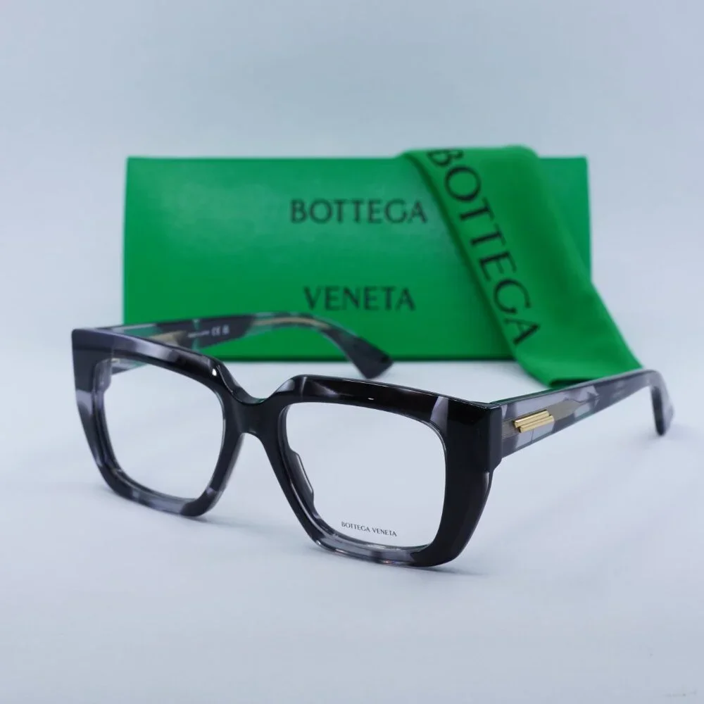 🕶️ New Bottega Veneta BV1032O 008 Eyeglasses - Transparent and Black Havana
